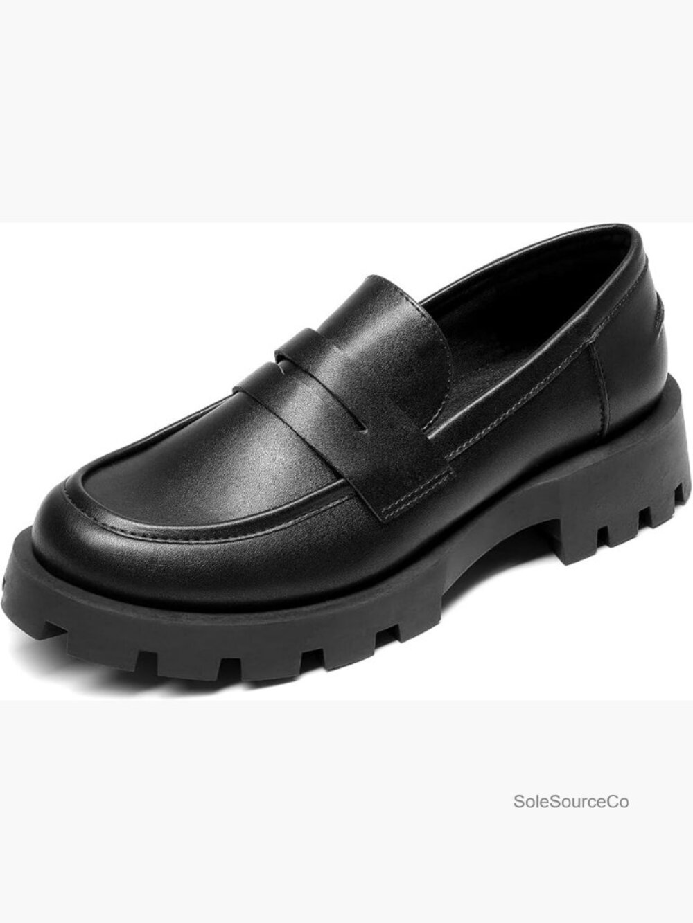 Women's Lug Sole Platform Loafers, Slip On Chunky Penny Loafers, Business
